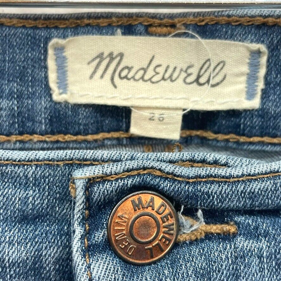 Madewell Jeans Womens 26 Blue Stovepipe Straight Distressed Mid Rise Stretch - Picture 3 of 13
